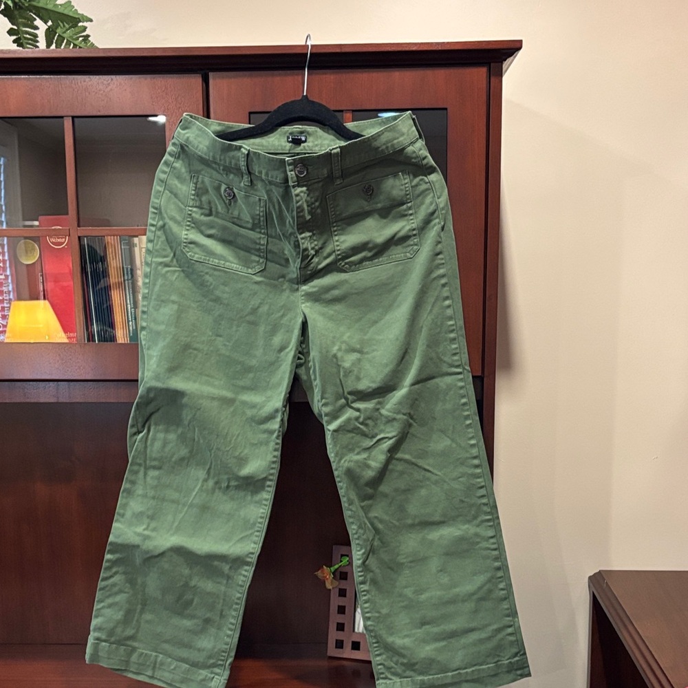 J. Crew Women's Green Wide Leg Pants
